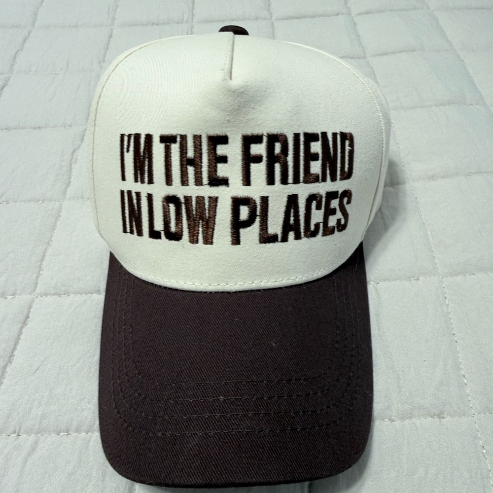 White and Brown Graphic Cap